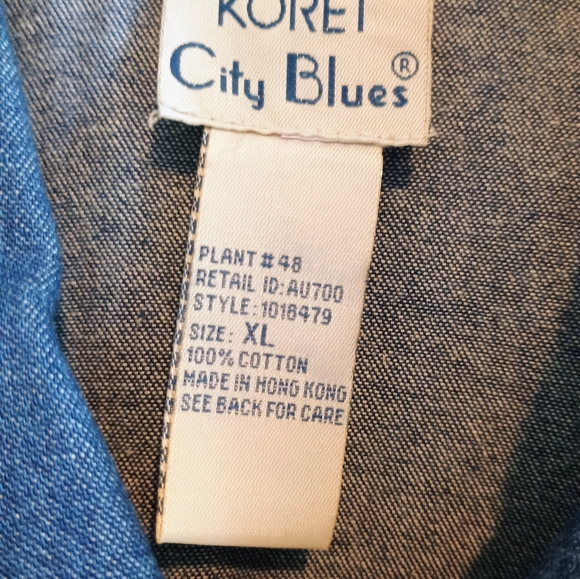 Vintage Koret City Blues Denim Shirt XL Patriotic Americana Appliqué Hearts... - Picture 3 of 16